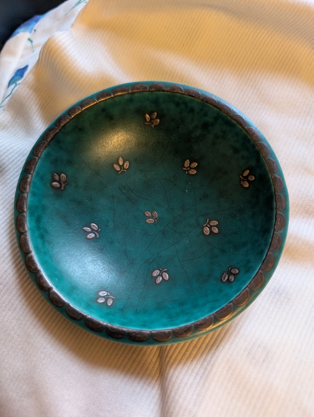 Vintage Wilhelm Kåge Gustavsberg Argenta 1094 II Bowl - Silver Inlay - Sweden